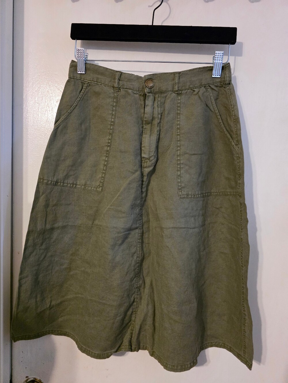Artisan Ny Olive Greeb 100% Linen Skirt